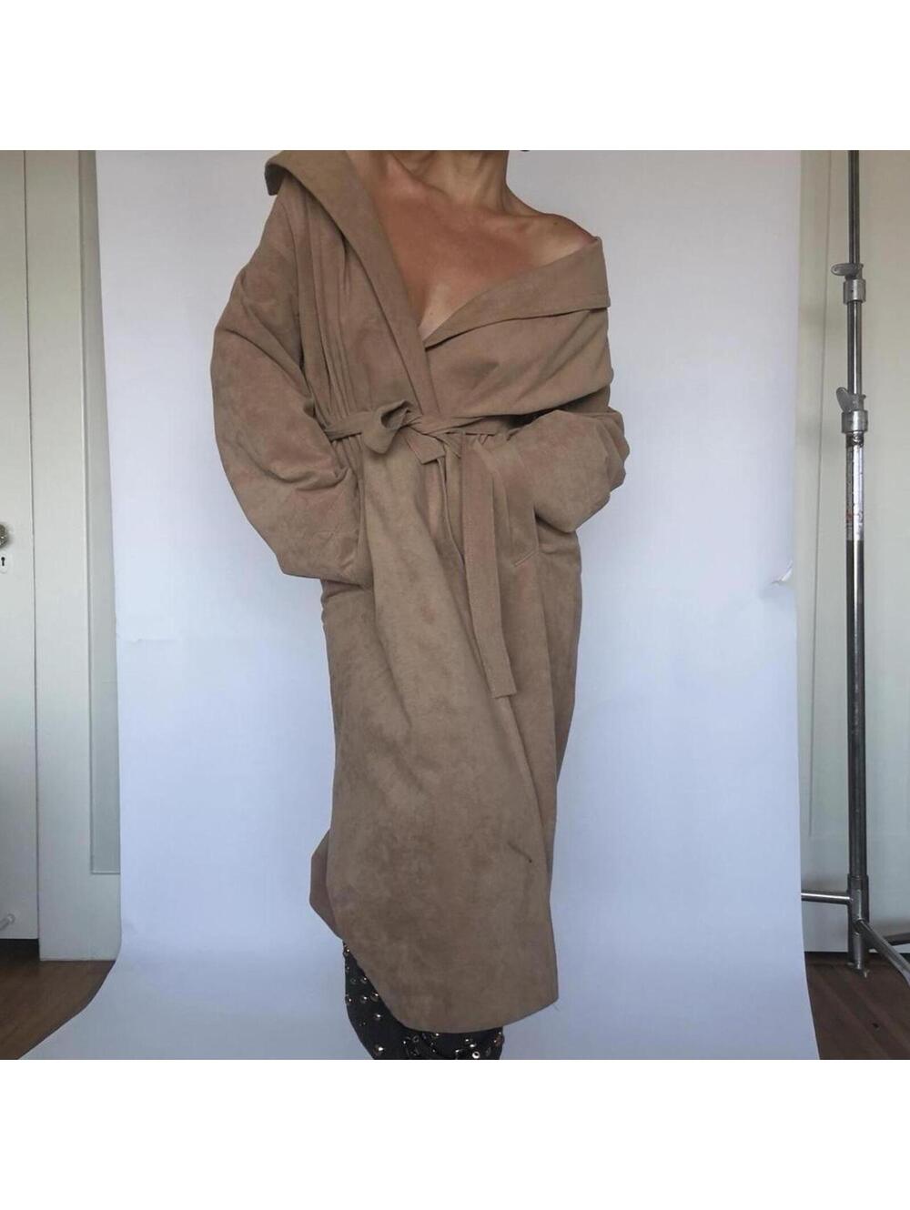 Vintage lightweight suede trench coat